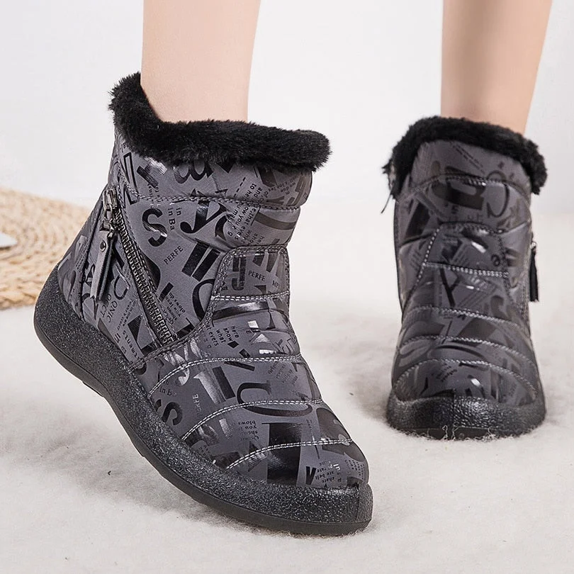 Women Boots 2020 Fashion Brand Winter Boots Women Printing Zipper Ankle Botas Mujer Keep Warm Snow Boots For Winter Shoes Woman