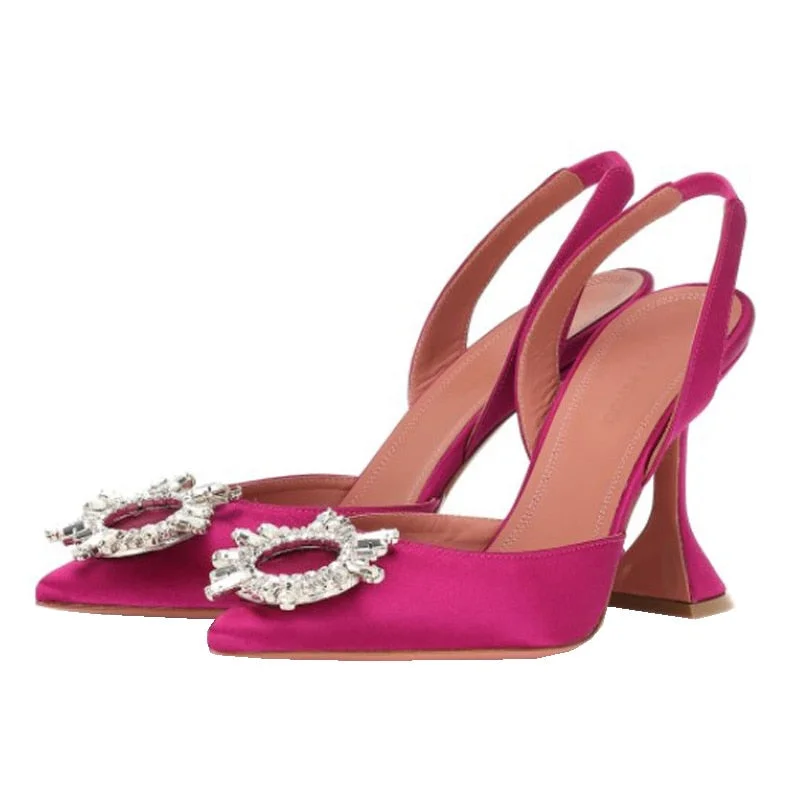 2021 banquet thick-heeled solid color large size low-top high-heeled suede pointed red fashion sandals