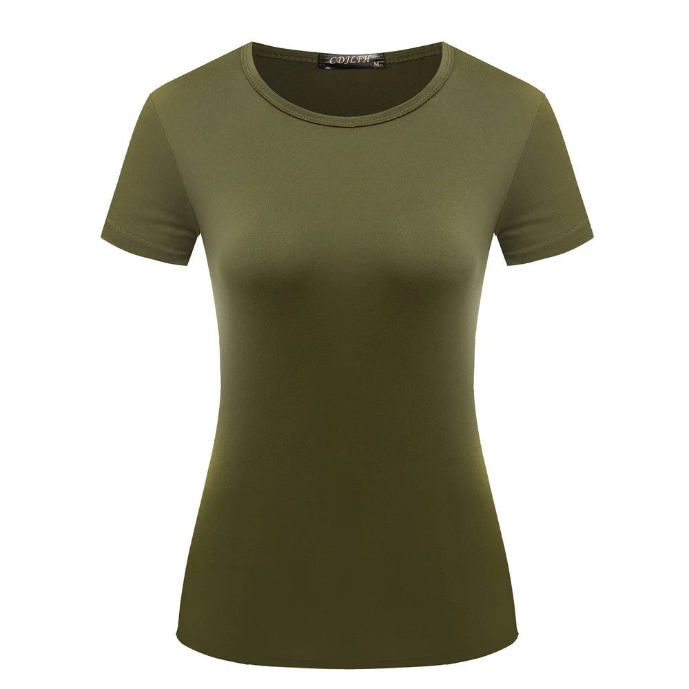 Uveng Women's Solid Color Pullover T-shirt Short Sleeve Wear