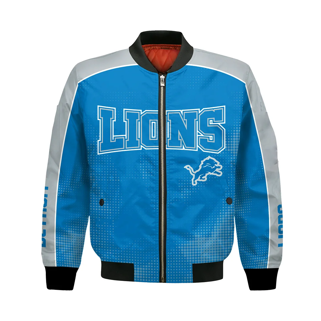 Detroit Lions Football Team 2024 - 25 Heart Beats In Unison Bomber Jacket