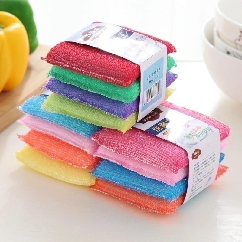 Spong Mop 4-piece Brush Kitchen Scouring Pad Dishwashing Cleaning Sponge