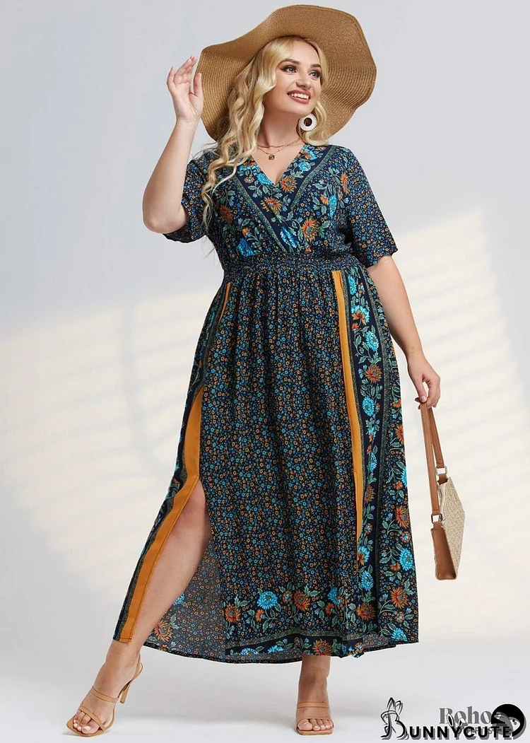 Boho Plus Size Blain Maxi Dress For Women