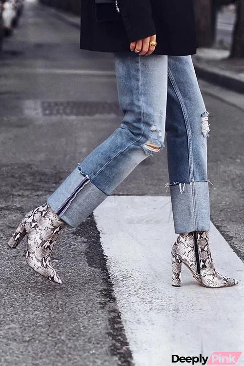 Snake Print High Heel Boots