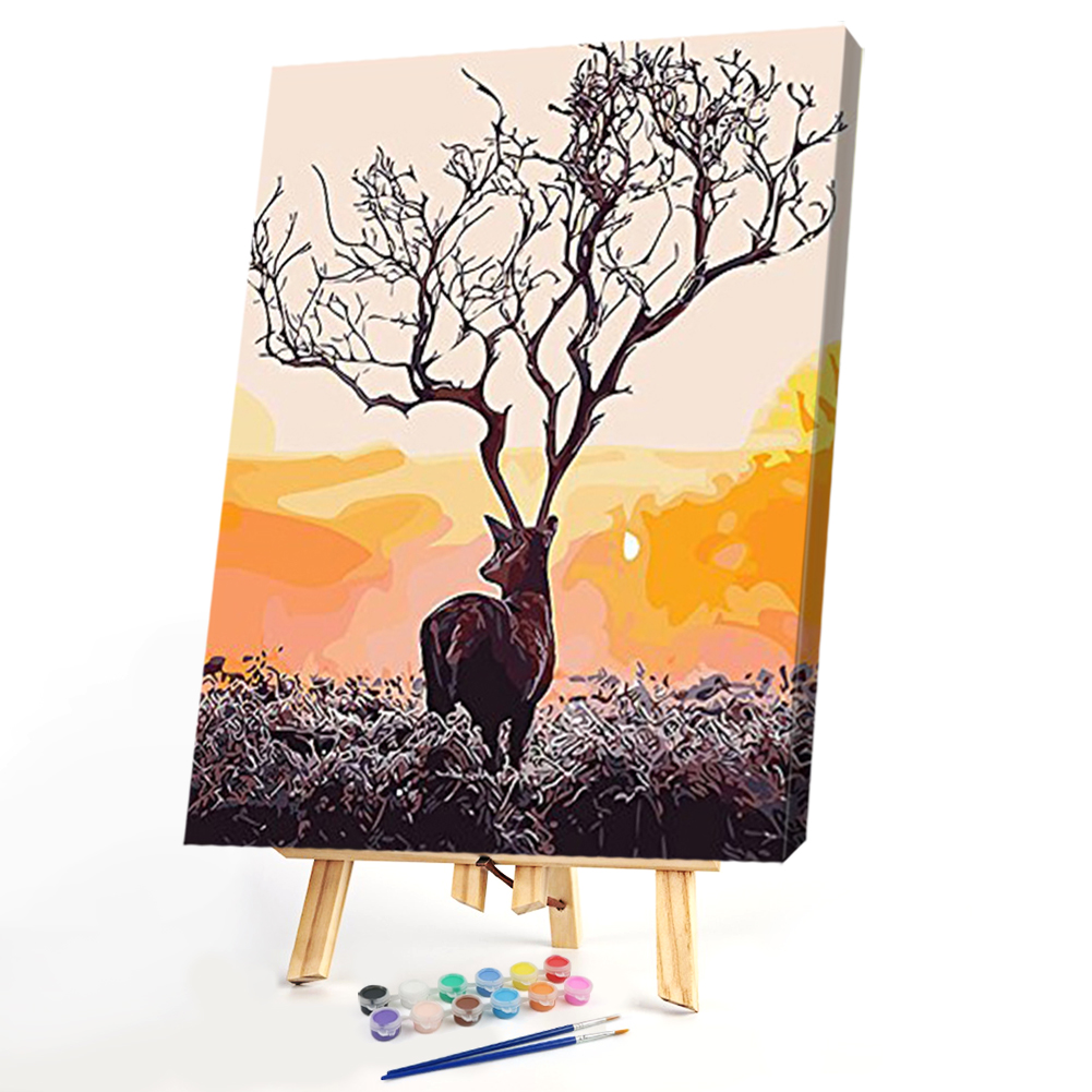 

40*50CM Paint By Numbers-Tree and Deer, 501 Original