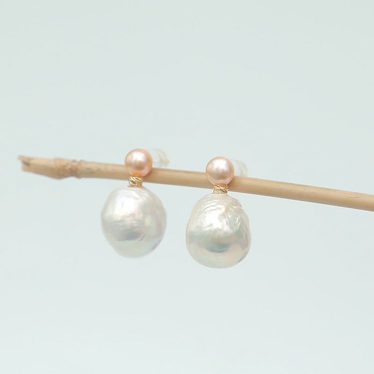 925 Silver Natural Pearl Edison Baroque Classic Earrings