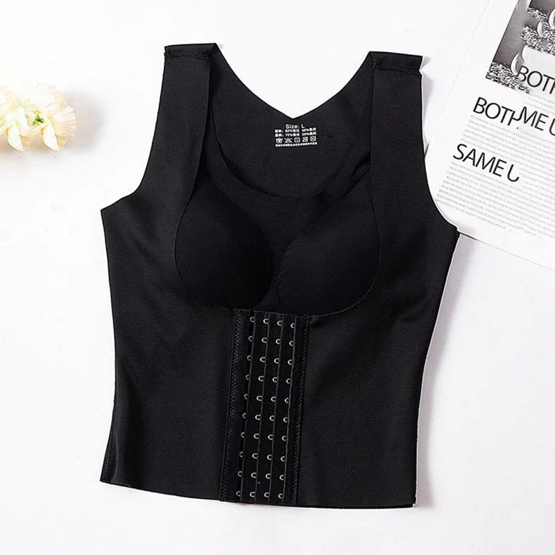 Women Shapewear 3-in-1 Bra Waist Trainer Girdle Posture Corrector Push Up  Underwear Slimming Corset Belly Sheath Vest Lace S-5xl Black