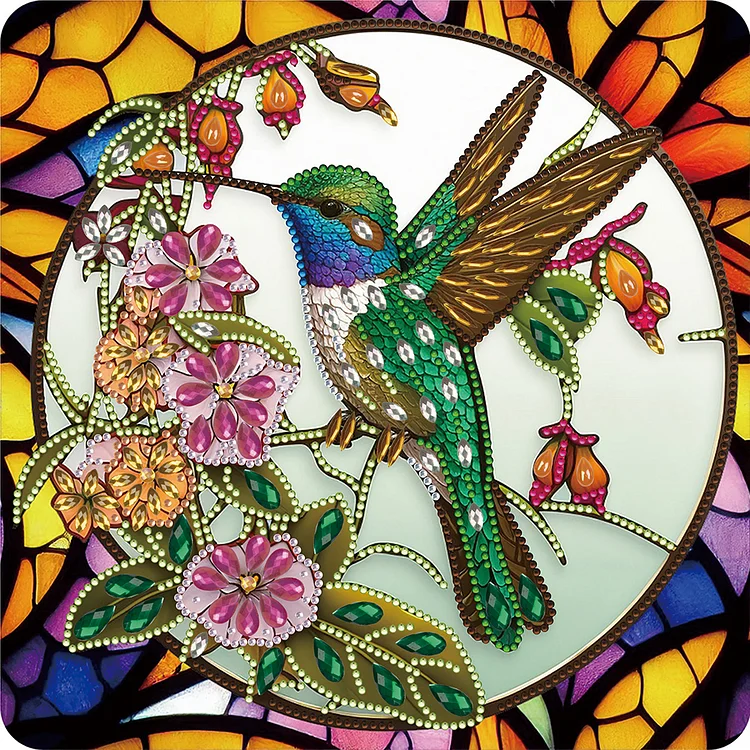 Hummingbird Glass Painting 30*30CM(Canvas) Special Shaped Drill Diamond Painting gbfke