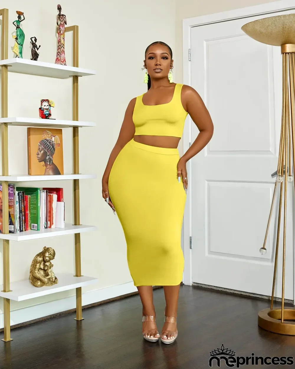 Solid Color Tand Tops And Skirt Two Piece Set