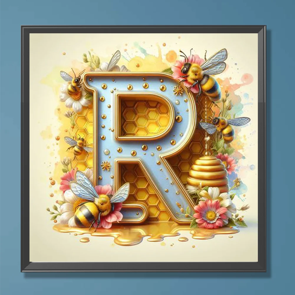 Full Round Diamond Painting 30*30cm - Bee Letter R