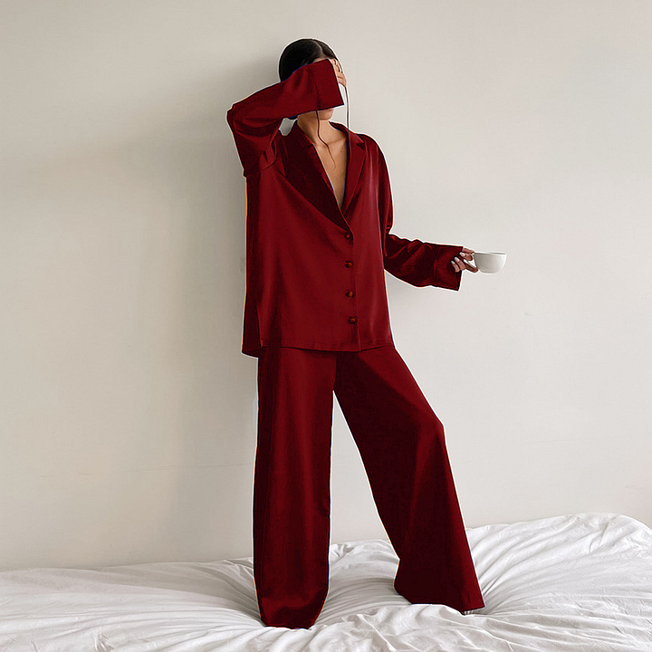 Silk Pajamas Women 22 Momme Mulberry Silk Oversized Long Sleeve Sleepwear REAL SILK LIFE