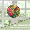 (18.5cm)DIY Acrylic Jigsaw Puzzle Window Hanging with Hanging Chain DIY Stained Glass Decoration Round Window Puzzle Decor for DIY Craft Project (Flower Bird)