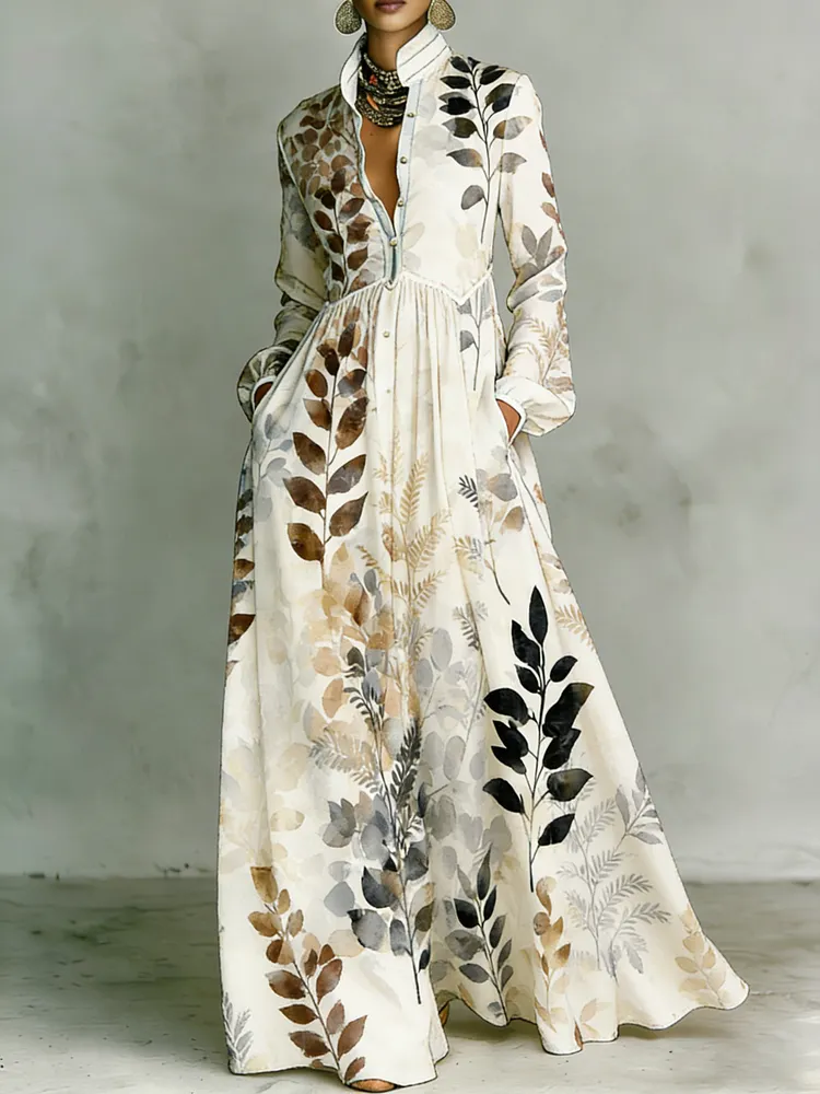 Women's Printed Elegant Romantic Vacation Medium Sleeve Maxi Dress