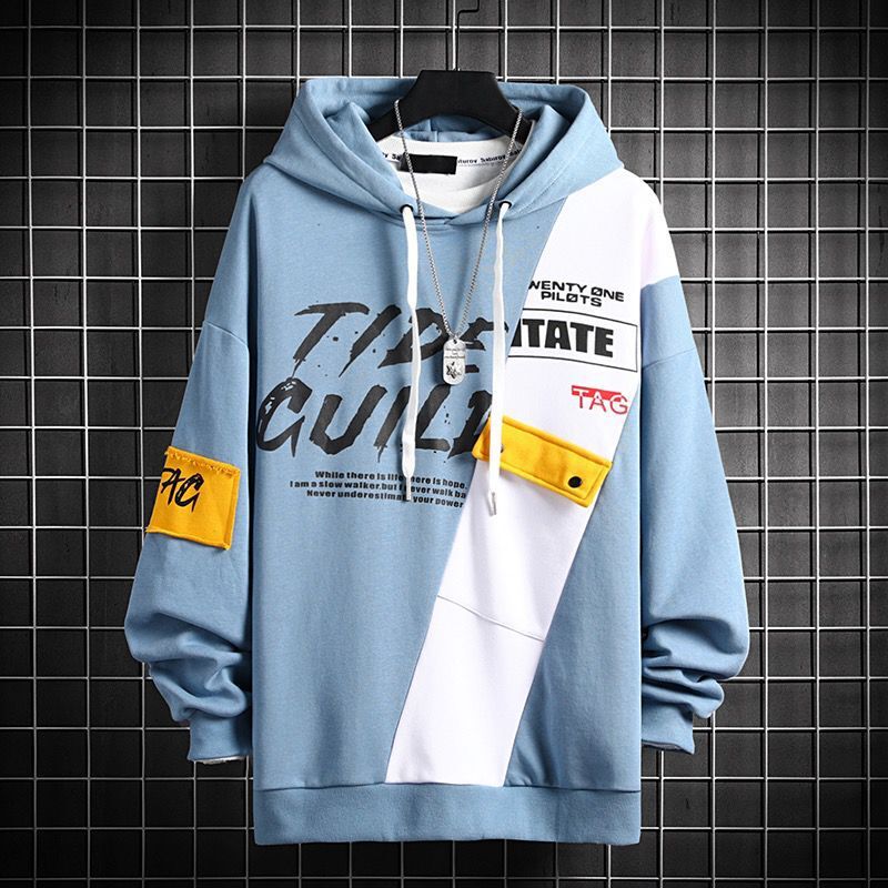 Men's Stitching Hooded Sweater Hip-hop Tide Brand Top / TECHWEAR CLUB / Techwear