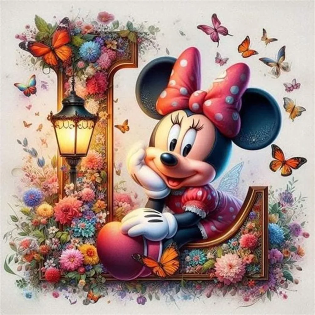Partial AB Diamond Painting - Full Round Drill - Mickey Minnie Letters(Canvas|35*35cm)