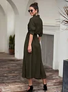 Button Shirt Collar Maxi Dress