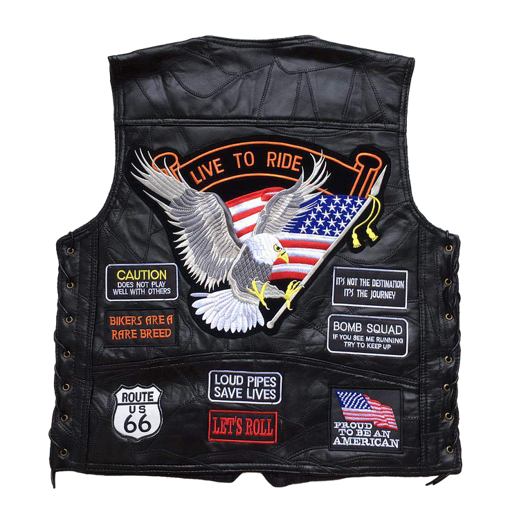 Eagle Super Cool Embroidered Badge Biker Riding Vest