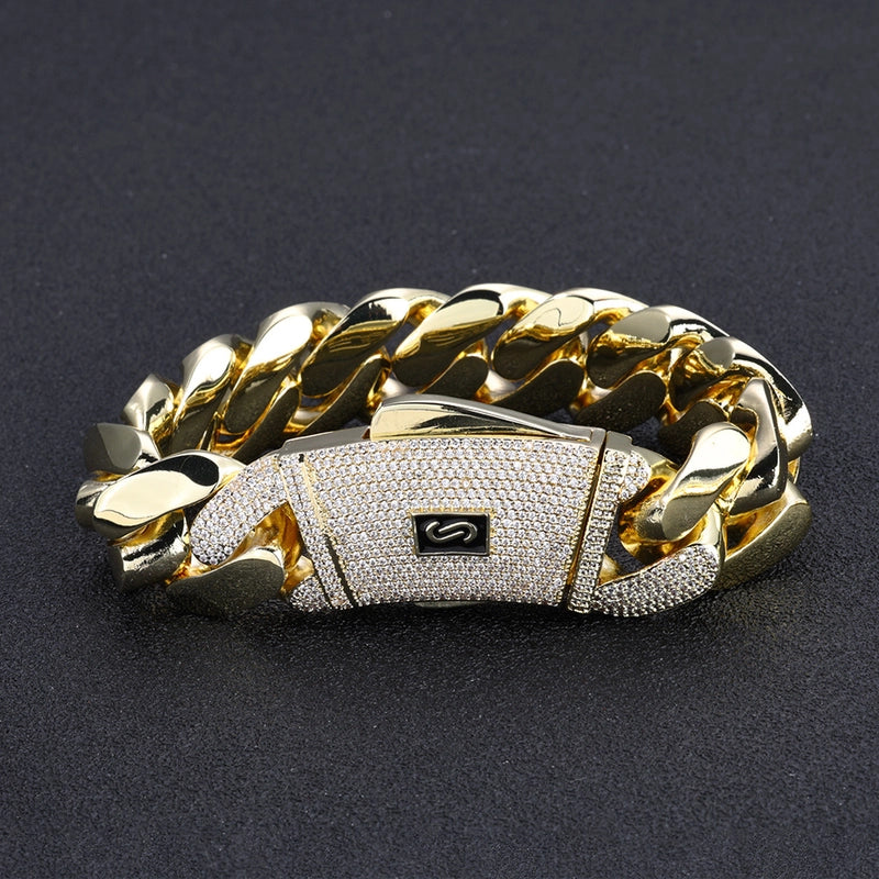 Hip-Hop Vintage Style Geometric Copper Plating Zircon Unisex Bracelets Necklace Men Chain Bracelets