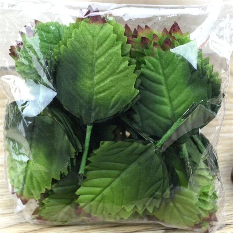 12 pcs/lot 7cm Artificial Leaves High simulation Nylon Stocking Wedding Eucalyptus Flower Accessories For DIY Scrapbooking