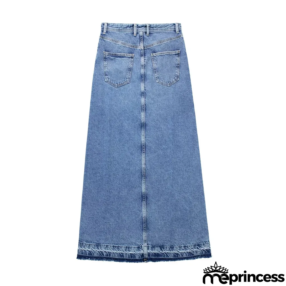 Women's Spring Fashion Chic Denim Midi Front Slit Skirt
