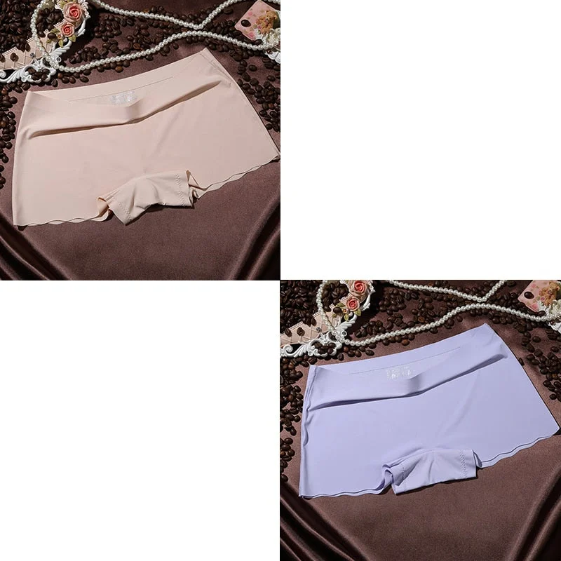 2 Pieces Boyshorts Seamless Ice Silk Underwear For Women Female Panties With 100% Cotton Crotch New Simple Panties 2021 BANNIROU