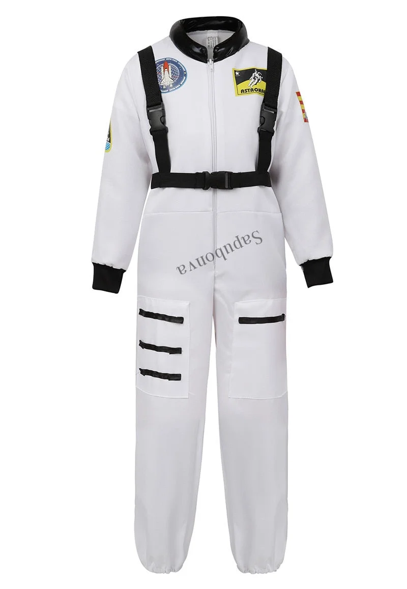 astronaut costume adult astronaut men women flight space suit jumpsuit halloween cosplay one piece overalls blue white orange