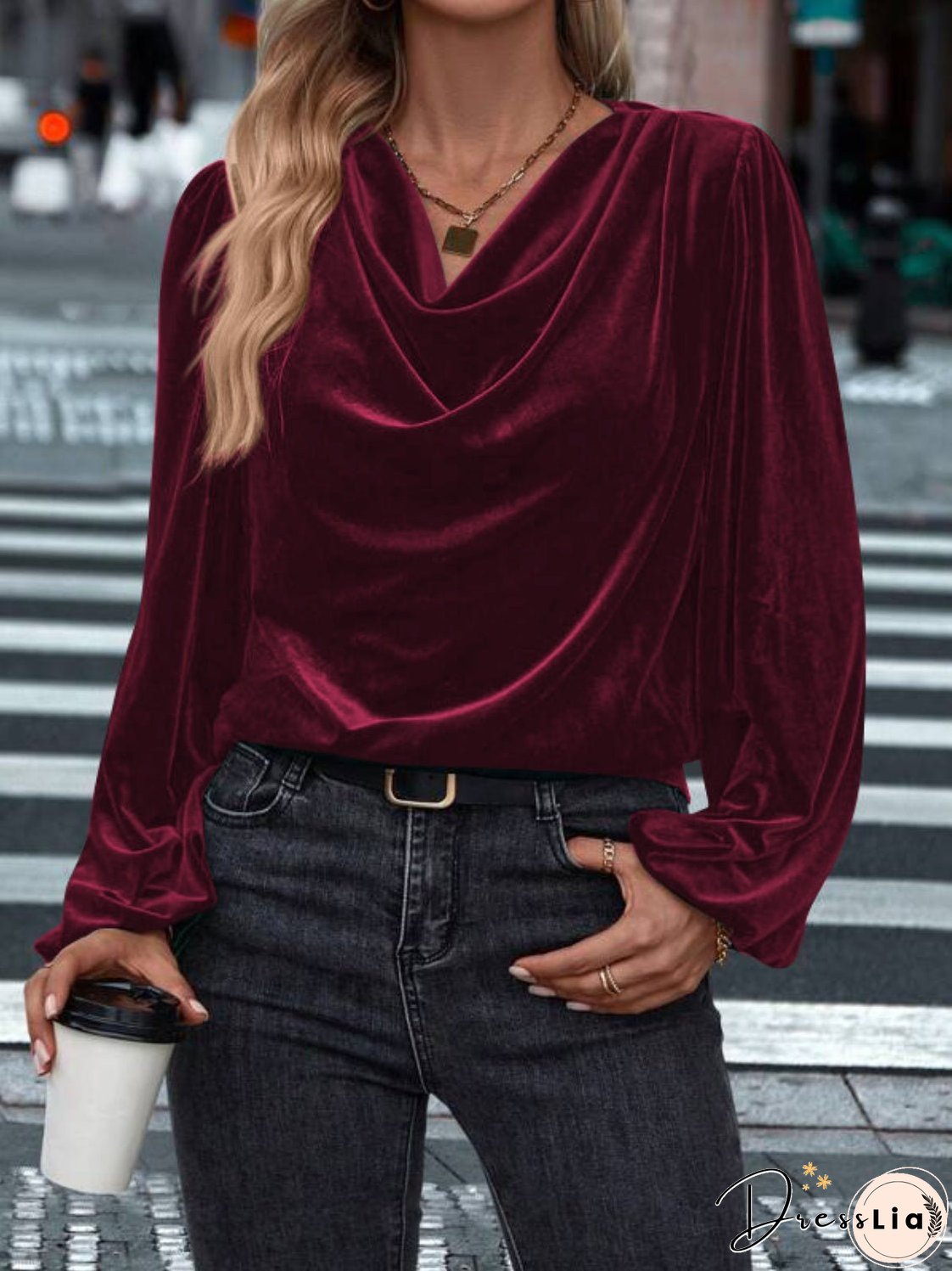 Lovelet Cowl Neck Long Sleeve Blouse