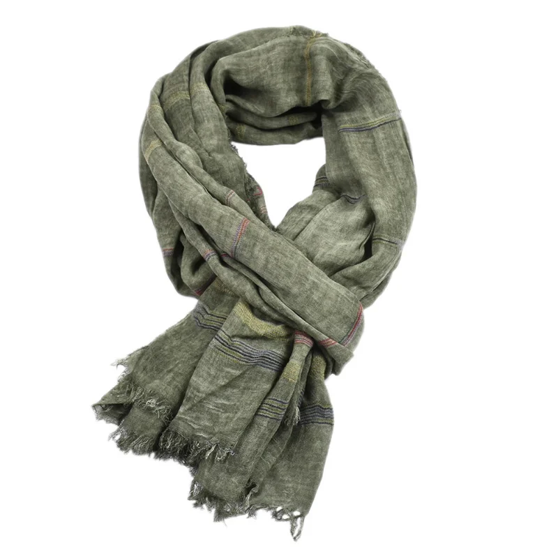 Classic plaid men's cotton tassel scarf