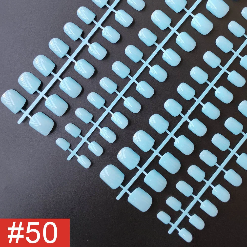 4 Sets/lot Mixed Colors False Nail Tips Short Full Cover Square Fake Nails Comfortable Multicolor Press On Nails Nail DIY-Nail Inspo