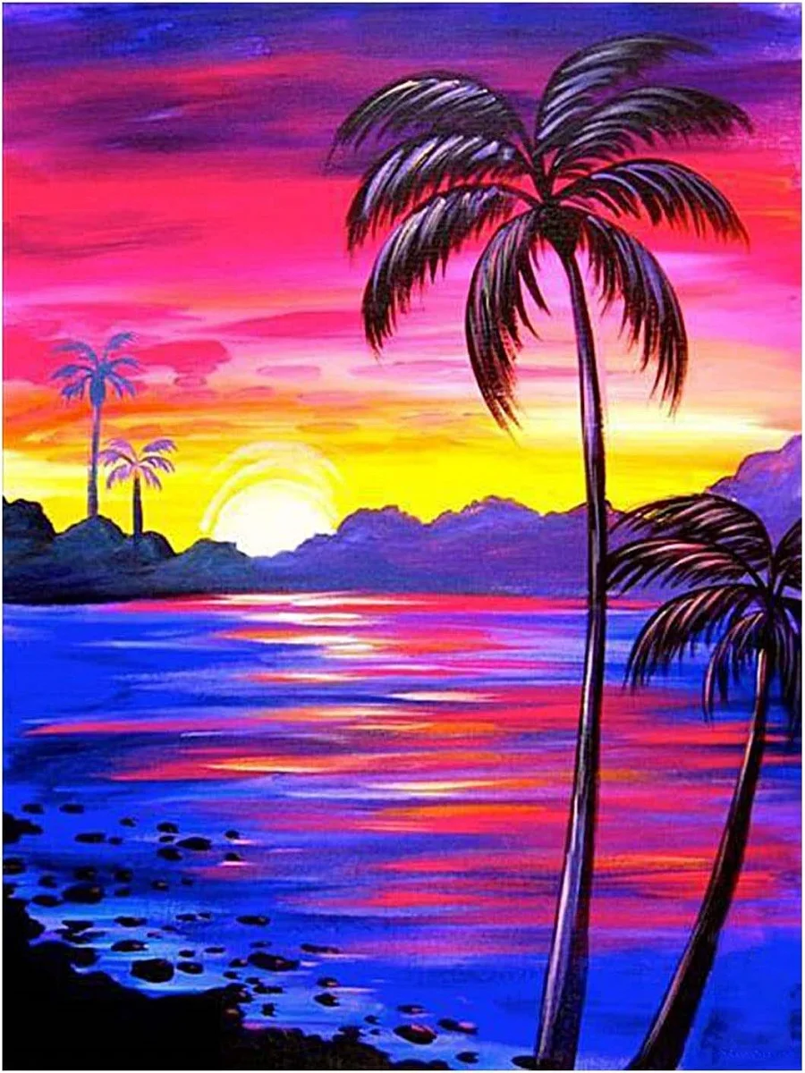 Beach Scenery 30*40cm(canvas) full round drill diamond painting