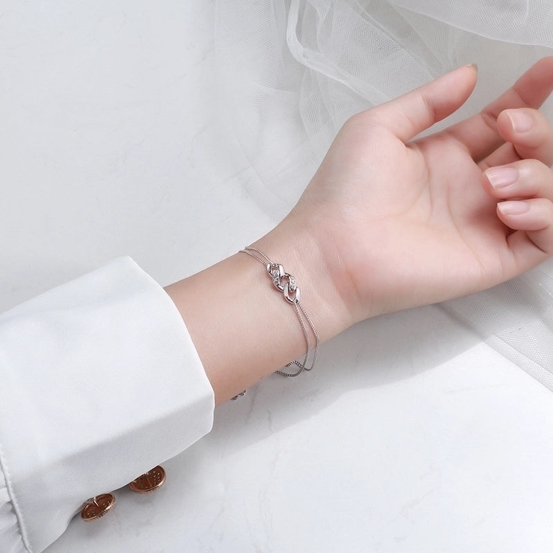 SB134  14K Gold Plated Adjustable Layered Cuban Chain Charm Bracelet Delicate Minimalist Gold Bracelet For Women Jewelry