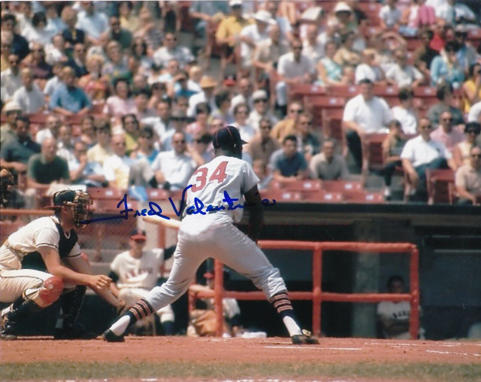 FRED VALENTINE WASHINGTON SENATORS ACTION SIGNED 8x10