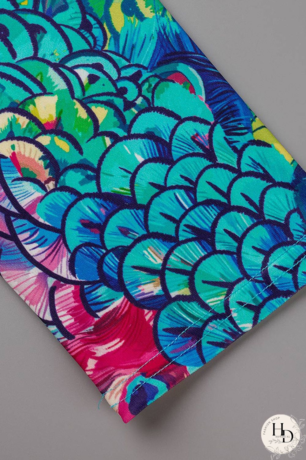 Turquoise Fashion Casual Print Cardigan Pants Turndown Collar Plus Size Two Pieces