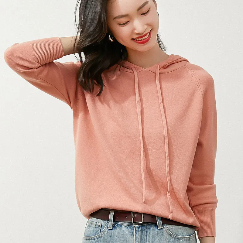Churchf Churchf New Long-Sleeved Hoodie Sweater Women's Pullover Hoodie Loose Casual Short Top Hoodie Bottom Sweater