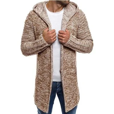 Fashion sweater men casual cardigan men winter hooded neck solid male sweaters large size | EGEMISS