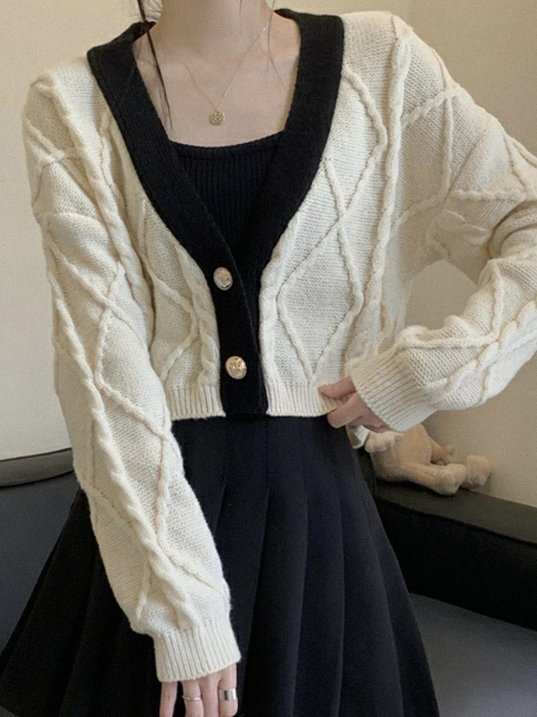 Classic Solid Metal Button-down Cardigan Sweater