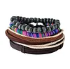 Leather Bracelet Men Multilayer Bead Bracelet Punk Wrap Bracelets for Women Vintage punk Men Jewelry