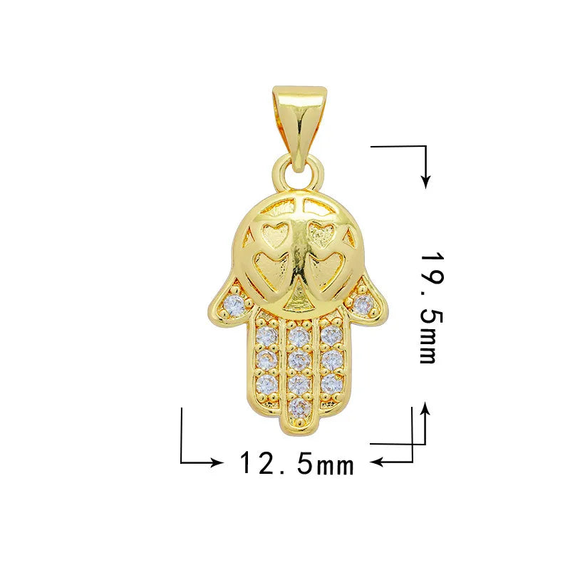 1 Piece 18*20.5mm 19*33mm Copper Zircon Star Moon Heart Shape Pendant