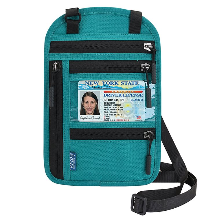 Travel Passport Holder RFID ID Credit Card Organizer Shoulder Neck Pouch