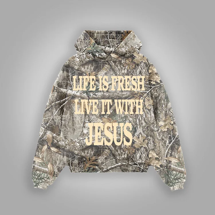 Vingate Life Is Fresh Camo Pocketless Hoodie