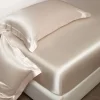 Simple solid color silk fitted sheet and pillowcase three-piece set