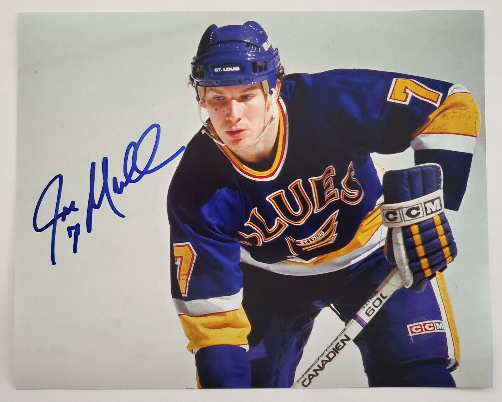 Joe Mullen Signed 8x10 Photo Poster painting NHL ST Louis Blues NY Rangers Legend Autograph RAD