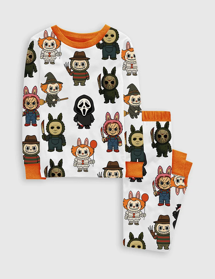 Kid's Horror Labubu Characters Halloween Pajama Set