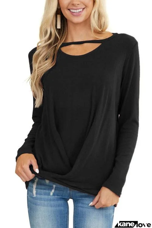 Casual Loose Solid Color Long Sleeve Top