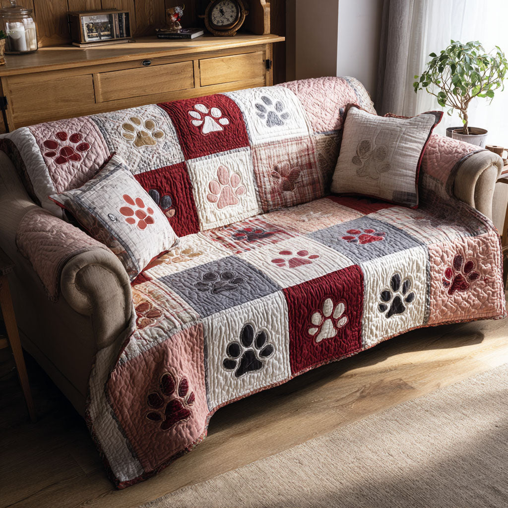 Lovable Paws Quilted Sofa Cover NCU0PT10888 everthome
