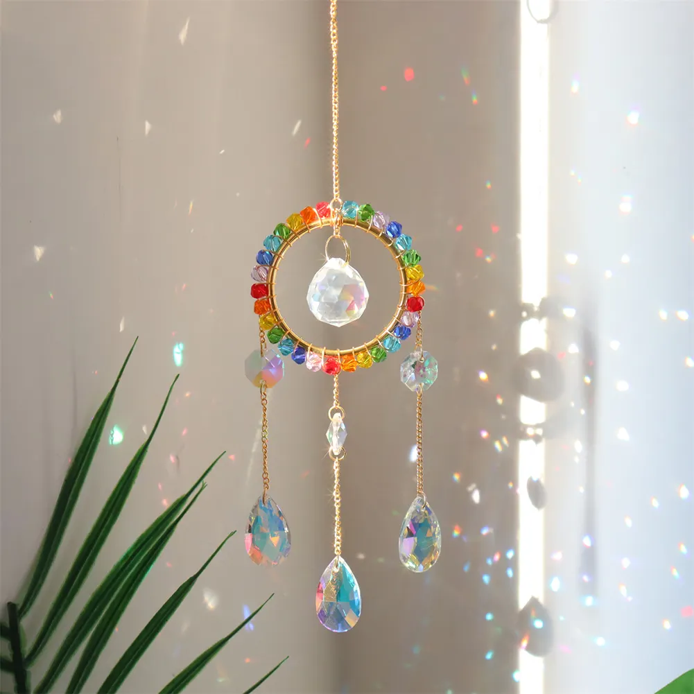 Colorful Beads Crystal Light Catching Jewelry for Living Window Room (Round)