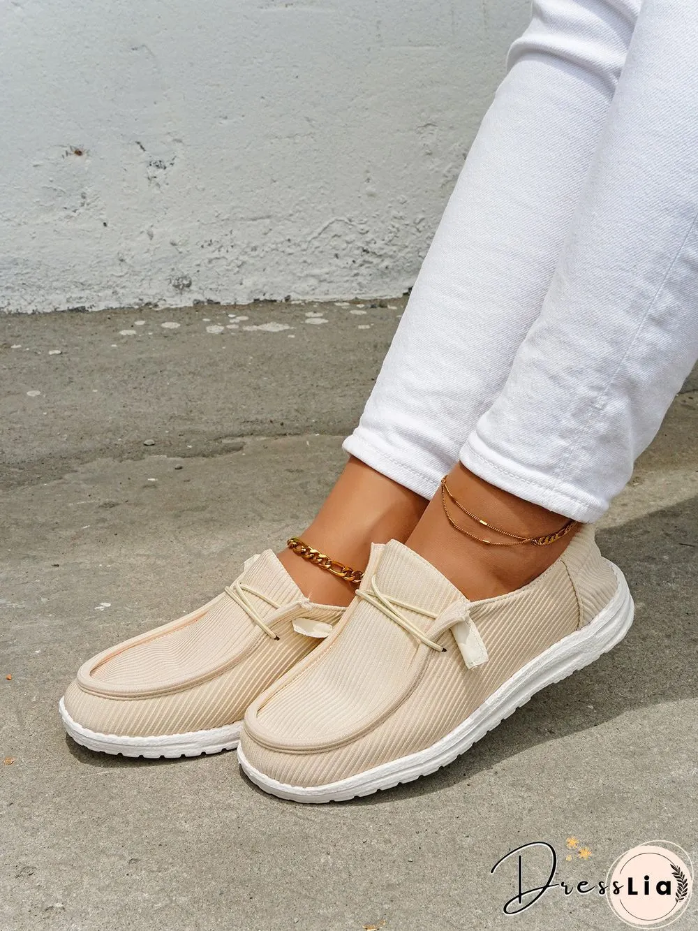 Casual Light Lace Up Flats Canvas Shoes