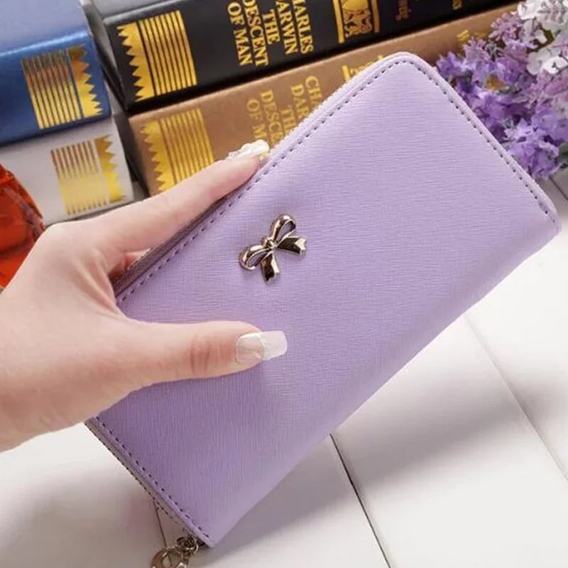 Big Capacity Women's Wallets Dull Polish Leather Wallet Double Zipper Day Clutch Purse Wristlet Coin Purse Card Holder Wallet