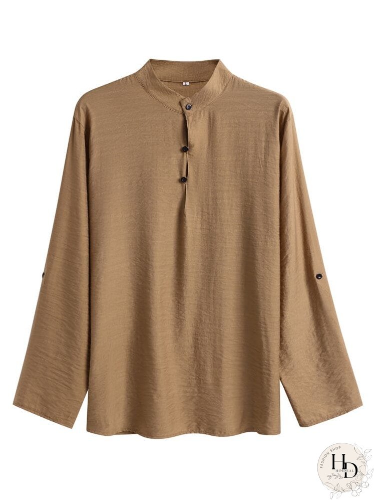 Linen Henry Long Sleeve Beach Shirt