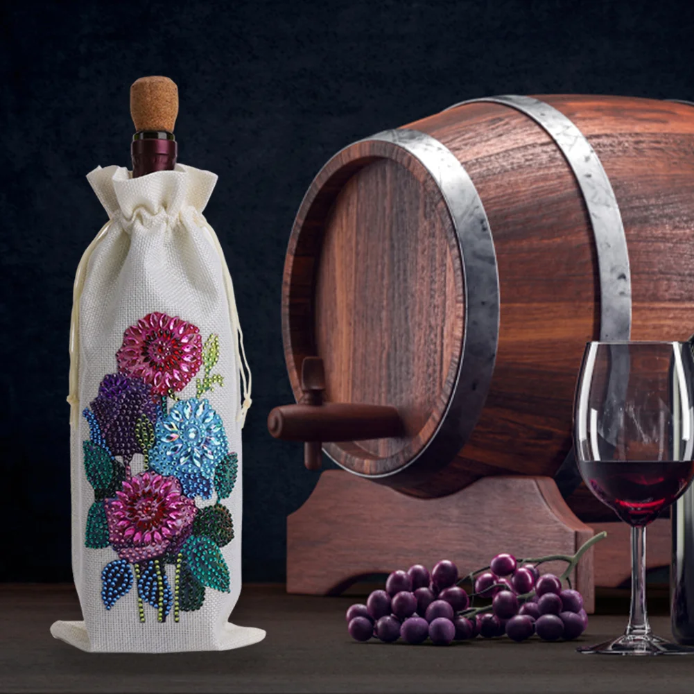 DIY Flowers Diamond Painting Wine Bags Creative Diamond Art Liquor Bottle Covers