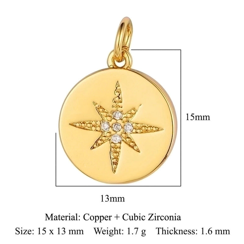 3 Pieces Sweet Pentagram Heart Shape Copper Plating Inlay Zircon 18k Gold Plated Charms Jewelry Accessories